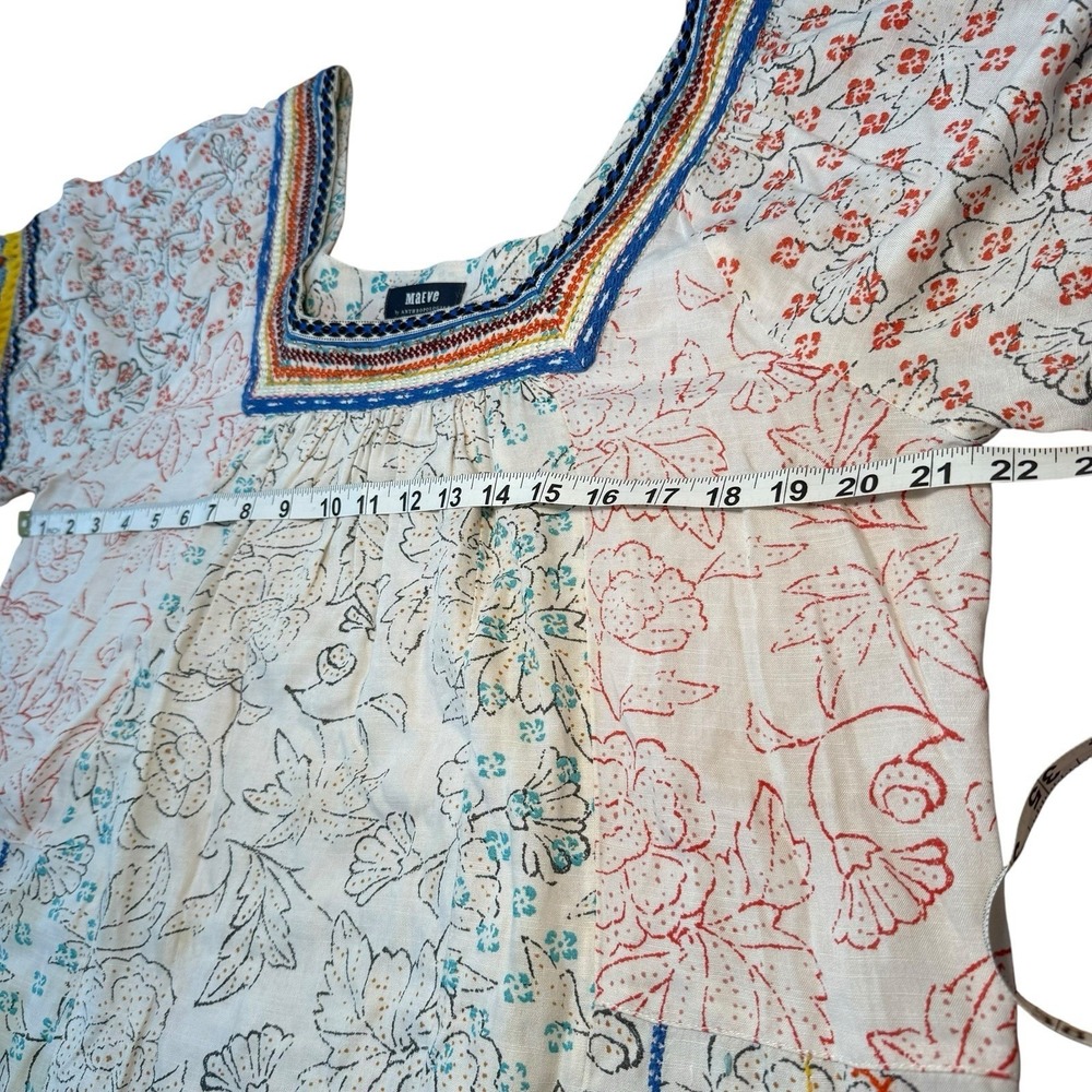 Embroidered‎ Tassel Square Neck Boho Blouse Bohemian Festival Artistic Medium - Picture 9 of 10
